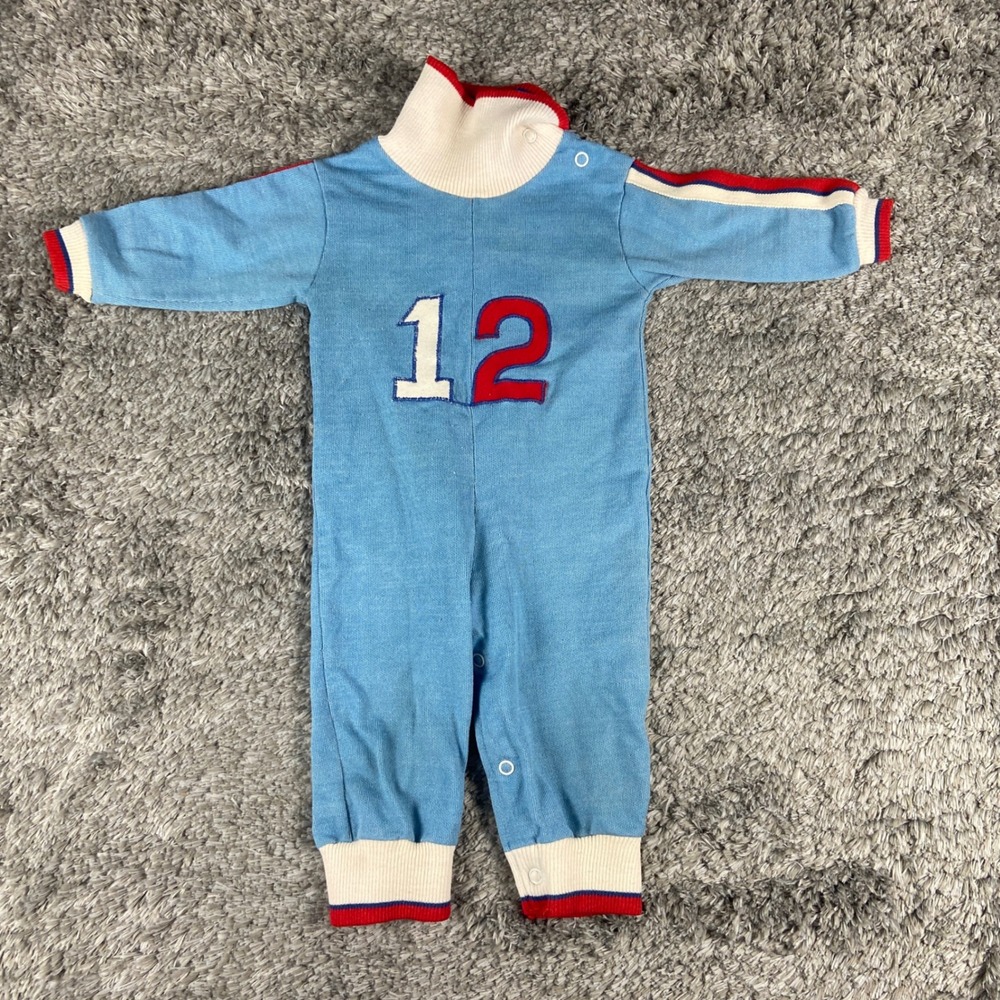 Vintage Health-tex‎ Romper 9 Months Blue Sporty Number 12 Jumpsuit Jumpsuit USA